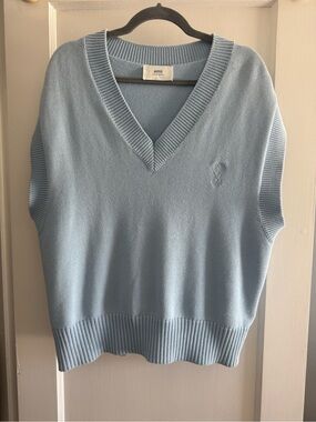 Ami Sky Blue V-Neck Sweater Vest